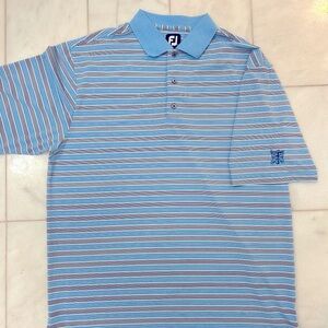 FJ - Braeburn Country Club Houston, TX - Blue Striped Polo Golf Shirt Men’s L
